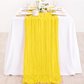 MLMC Cheesecloth Table Runner 10ft Yellow Gauze Sheer Cheese Cloth Table Runner Easter Table Runner 35x120 Inches for Wedding Baby Shower Spring Decor