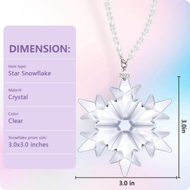 Fancyoung Crystal Snowflake Pendant Snow Ornaments 2022 Party Window Decor Christmas Decoration Wedding Hanging Ornament, Clear