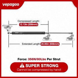 Veapgoo 20 Inch 80Lb/356N Gas Shock Strut Spring for RV Bed Boat Bed Cover Door Lids Cabinet Lid Shed Window and Other Custom Heavy Duty Project, 2pcs (1 Pair)