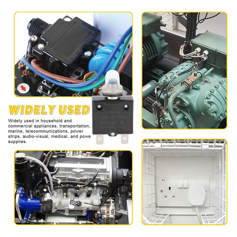20A Overload Thermal Circuit Breaker with Quick Connect Terminals Waterproof