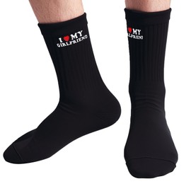 Dazhshun Gifts for Boyfriend I Love My Girlfriend Socks,Anniversary Engagements Christmas Valentines Day Birthday Cute Gifts for Boyfriend/Him,Funny I Heart My Girlfriend Socks Ideas Gifts for Men