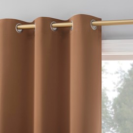 Sun Zero Easton Energy Saving Blackout Grommet Curtain Panel, Sunbaked Brown, 40" W x 95" L (1 Panel)