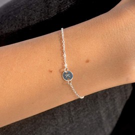 YANCHUN Silver U Initial Bracelet for Women Adjustable Round Disc Alphabet Letters Bracelet for Women (U)