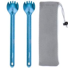 Tibest Titanium Spork Long Handle, 8.7" Camping Spork, Backpacking Spoon, Ultra Lightweight Camping Utensil for Backpacking Camping, Hiking, Travel