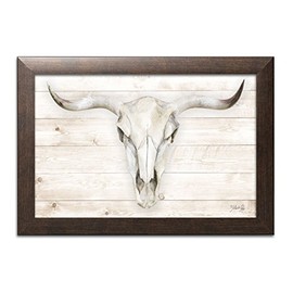 Gango Home Decor Country-Rustic Cow Skull by Marla Rae (Ready to Hang); One 18x12in Brown Framed Print