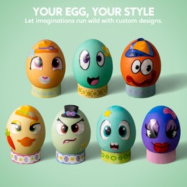 Klever Kits Klever 31PCS Easter Egg Decorating DIY Kit with Dye Tablets and Easter Make a Face Stickers, Coloring Dyeing Set for Kids Theme Party, Egg Hunt Creativity Activity