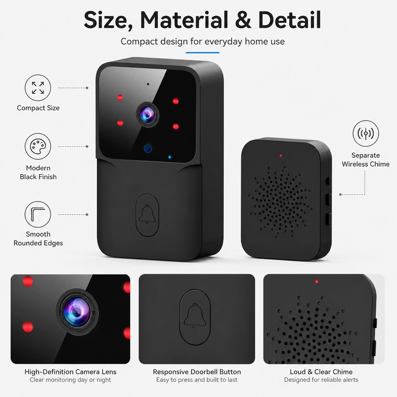 Wireless Video Doorbell for Home Security – HD WiFi Intercom