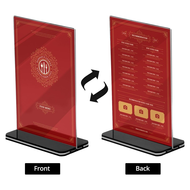 QWORK® Pack of 6 A6 Acrylic Table Stands with Solid