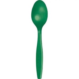Creative Converting 10561 Touch of Color Premium 24 Count Plastic Spoons, Emerald Green