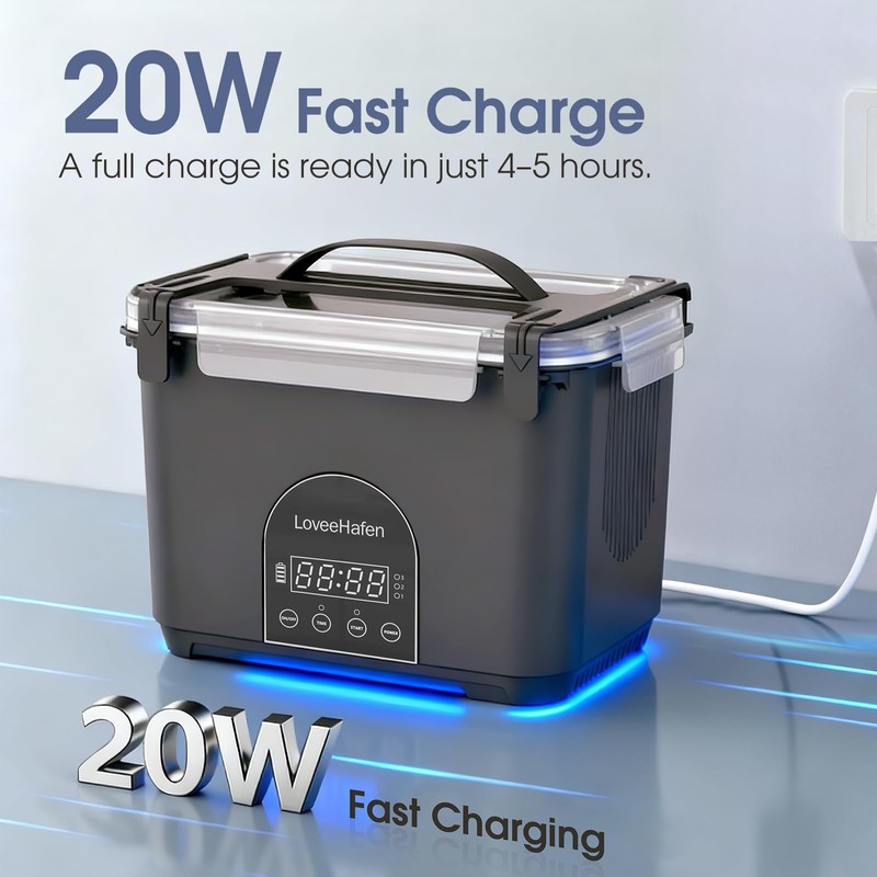 LoveeHafen 2026 Upgraded Cordless Electric Lunch Box, Cordless Rechargeable Food