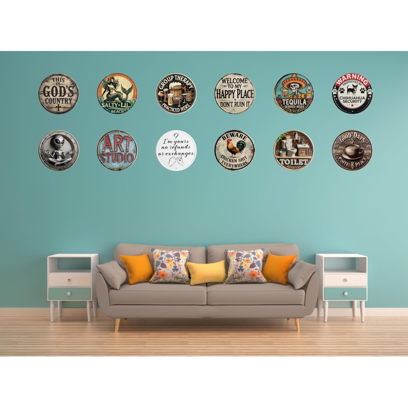 Welcome Sign for Front Door Round Metal Welcome to My