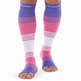 Doc Miller Open Toe Compression Socks for Women & Men – 20–30 mmHg Knee High Compression Socks for Swelling, Varicose Veins, Travel & Nurses – Toeless Wide Calf Support, Leg Pain & Circulation-1 Pair