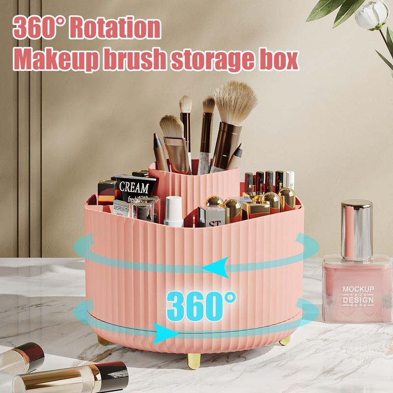 Veki 360°Rotating Makeup Brush Holder Organizer, Makeup Organiser for Dressing