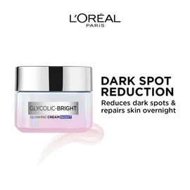 L'Oreal Paris Glycolic Bright Glowing Night Cream, 50ml | Overnight Brightening Cream with Glycolic Acid that Visbily Minimizes Spots & Reveals Glowing skin