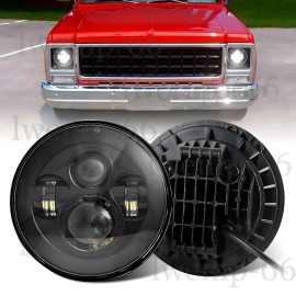 Unbranded 7" Inch Round LED Headlight Hi-Lo Beam For Chevy C10 C20 1975-1980 Truck 1942-60