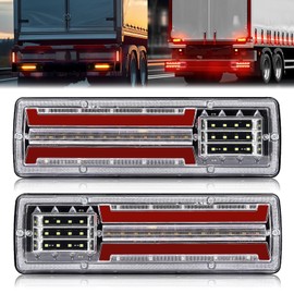 NWpangu LED Truck Tail Lights Trailer Rear Light Brake Lights Turn Signal/Reverse/Running Lights Universal Pickups Camper Vans Flatbed RV Tail Lighting, 2PCS (12, Volts (DC))