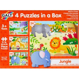 Galt Toys, 4 Puzzles in a Box - Jungle, Animal Jigsaw Puzzle for Kids, Ages 3 Years Plus