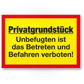 Komma Security Privatgrundstück - Unbefugten Betreten Befahren verboten Sign 30 x 20 cm Sign Landstück Verbotsschild - Betreten verboten Warnhinweis widerrechtlich befahren
