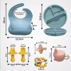 Unbranded Feeding Set Yellow Silicone Baby 6pc bib plate utensils,