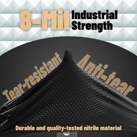 GP CRAFT GP66 Black Nitrile Gloves 8mil | Industrial Grade | Powder-Free Latex-Free | Tear & Wear Resistant Work Gloves (M)