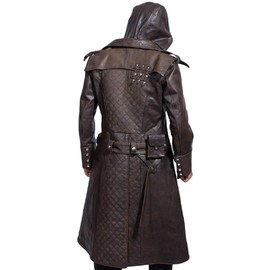 Jacket Craft Assassin's Creed Syndicate Jacob Frye Brown Leather Trench Coat For Men (XX-Large)