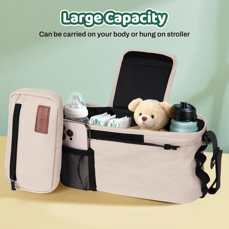 Universal Stroller Organizer with Cup Holder: Non Slip Strap Stroller