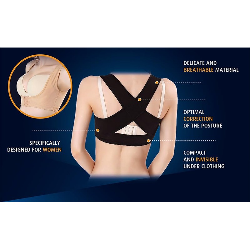 Dunimed Posture Corrector for Women (Black and Beige)
