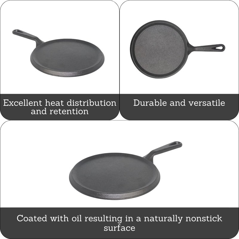 IMUSA 9.5in Preseasoned Cast Iron Comal for Tortillas, Arepas, Quesadillas,