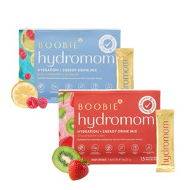 Boobie Brands Boobie Hydromom Superfood Electrolyte Drink Mix, Strawberry Kiwi + Blue Raspberry Lemonade | Refreshing Energy, Hydration Boost | On-The-Go Travel Essential for Pregnancy, Lactation, & Beyond - 2 Pack