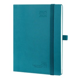 POPRUN 2025-2026 Academic Diary A5 Week to View (22x16.5 cm) Soft Cover 17 Months (Aug'25 - Dec'26) Vertical Weekly Planner 25/26 Mid Year Diary,PU Leather (Pacific Green)