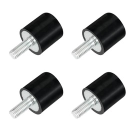 QUARKZMAN M5 Rubber Buffer Threaded Rubber Bushings, Vibration Insulators, Cylindrical Shock Absorber with Pins 15 x 15 mm, Pack of 4