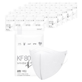 Dana Mask New Dana On-Sum Cool Beak-shaped Medium KF80, 50-pack, 2 packs, White / 다나마스크 뉴다나온숨 쿨 새부리형 중형 KF80, 50개입, 2개, 흰색