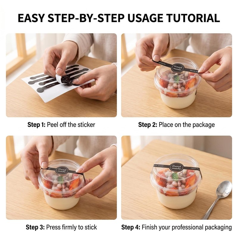 100Pcs Black Handmade Food Baking Seal Stickers for Pastry Wrapping