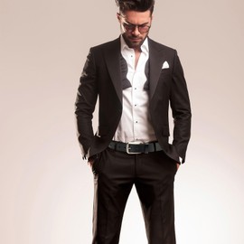 Bighake Minimalist Mens Belt, Full Grain Leather Belts for Men, 1.3" Width Mens Leather Belt for Work, Casual, Black-02, 41''-44''