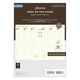 Filofax A5 week on two pages column format 5 language cotton cream 2026 diary 26-68513
