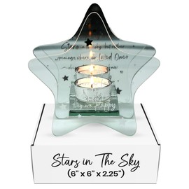 Pavilion - Stars in The Sky - 6" x 6" x 2.25" Star-Shaped Tealight Candle Glass and Mirror Holder - in Memory Bereavement Memorial Loss Gift