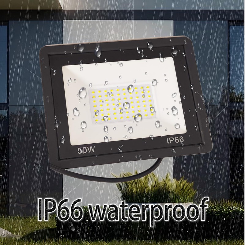 BiiKoon Heavy-Duty 50W LED Flood Light IP66 Waterproof 3500LM Super