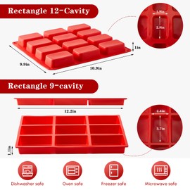 Reallnaive 4 Pcs 9 Cups/12 Cups Silicone Muffin Pan for Baking Nonstick Square/round Cupcakes Pan Regular Size Silicone Bakeware Mold Sets for Birthday Weddings Party Oven & Dishwasher Safe