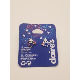 Claire’s Claires Patriotic 4th July Pierced Cluster Star Earrings Red White Blue Stars