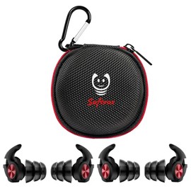 Softvox Motorcycle Ear Plugs, Wind Noise Reduction Keep Comms Clear, Reusable Earplugs for Motor, Motorbike, Motorsports, Touring, Racing, Riding - 2 Sizes, Triple Tips Comfy, BKRD