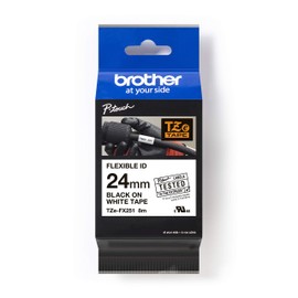 Brother TZe-FX251 Labelling Tape Cassette, Black on White, 24mm (W) x 8M (L), Flexible ID, Brother Genuine Supplies
