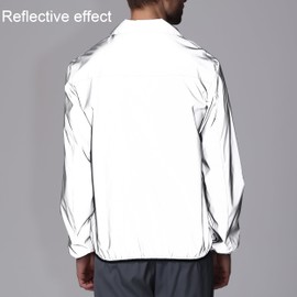 LZLRUN Mens Reflective Jacket Windbreakers Rave High Visibility Holographic Coat Outfit (US, Alpha, X-Large, Regular, Regular, Grey)