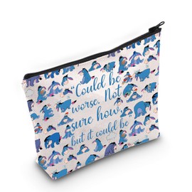 LEVLO Eeyore Quote Eeyore Fans Gift Could Be Worse Not Sure How But It Could Be Eeyore Zipper Cosmetic Bag Travel Bag Travel Gift Inspirational Gift Could Be Worse Medium, Might be worse, M, Cosmetic