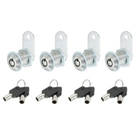 PATIKIL 4pcs 1"(25mm) Key Arrival Cam Lock Cylinder Zinc Alloy Chrome Drawer Lock Tube with Keyed Cam Locks with Keys for Door Drawer Cabinet