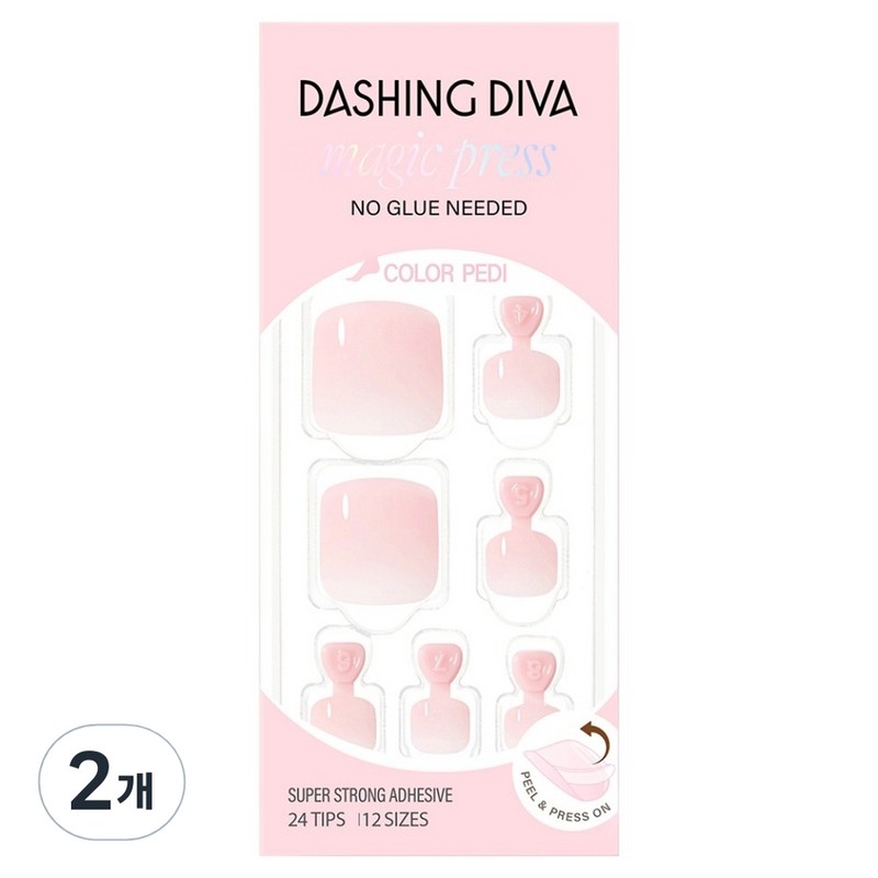 Dashing Diva Magic Press Pedi Tip, Sugar Pink, 2 Pieces