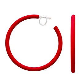 Miyabi Grace Miyabi Grace Women's Non-Hole Earrings, Popular, Painless, Red, Large, White, White, Black, 1.6 inches (4 cm), Thick, Pink, Orange, Green, Light Blue, Yellow, Neon Color, Hoop, Large, 2.4