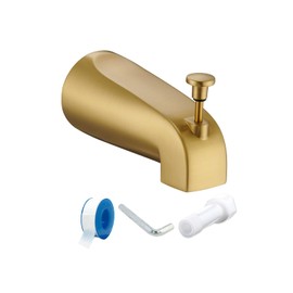 Tub Spout with Diverter, Slip On Bathtub Spout Fits 1/2'' Copper Tube(5/8'' Dia), Bathroom Tub Faucet with PTFE Tape & Hex Wrench, Brushed Gold