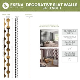 Ekena Millwork 94"H x 1/8"T Wabash Adjustable Acrylic Decorative Slat Wall Panel Kit, Bronze Mirror (contains 23 Slats + 1 Straight Edge Starter Slat)
