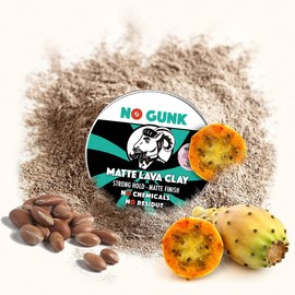 No Gunk 100% Natural Matt Clay Hair Wax / Hair Paste - Strong Hold - Only with Natural and Organic Ingredients - Matte Lava Clay 50g