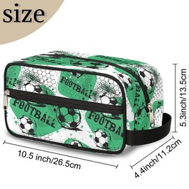 LLCXCSI Kids Travel Toiletry Bag for Boys, Green Soccer Goal Waterproof Hanging Dopp Kit Wash Bag with Large Capacity for Travel, Sports, Shower